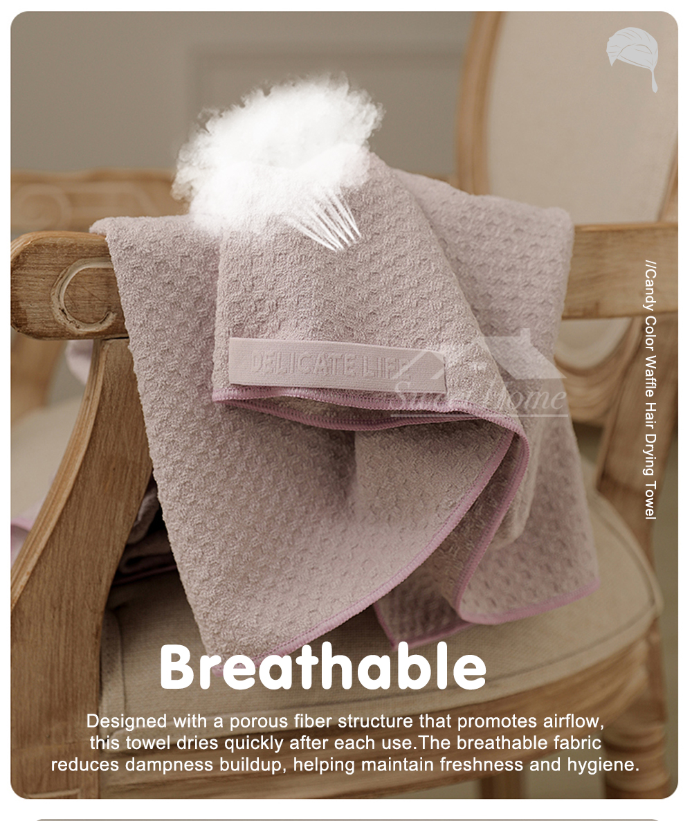 Candy Color Waffle Hair Drying Towel-4